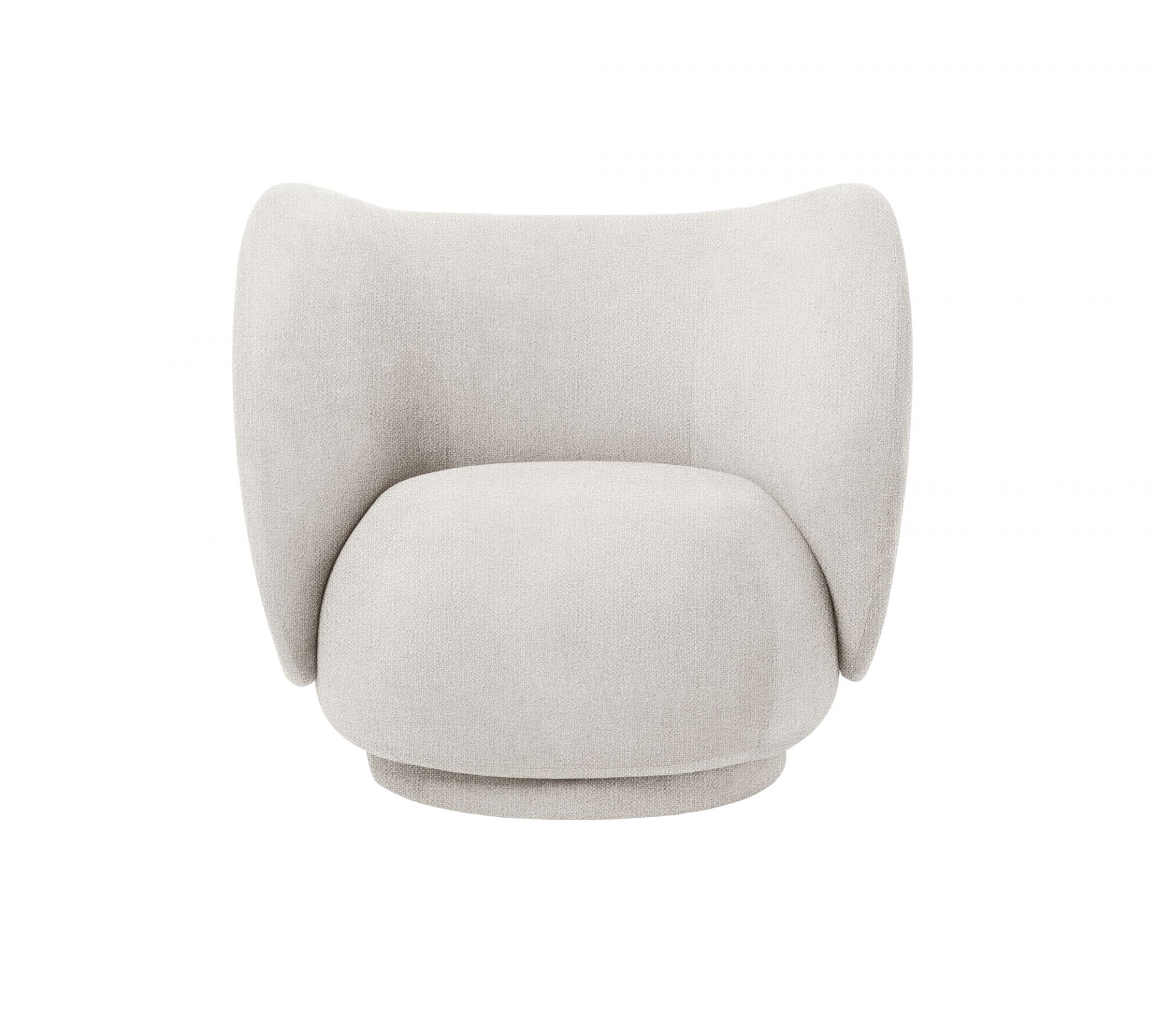 Ansicht von oben: Rico Lounge Sessel von Ferm Living mit Bouclé-Bezug in Creme.