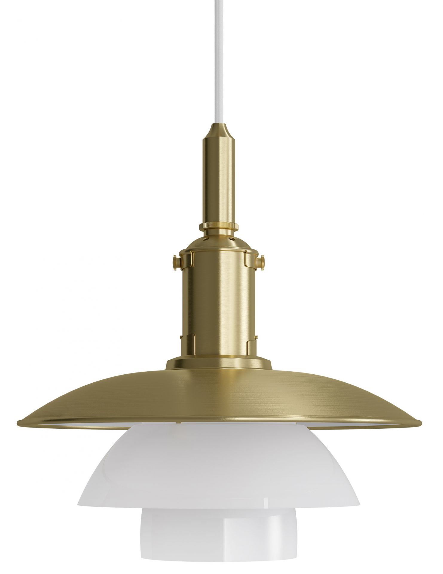 Nahaufnahme: PH 3/3 Pendelleuchte von Louis Poulsen, Messing, Limited Edition, modernes Design.