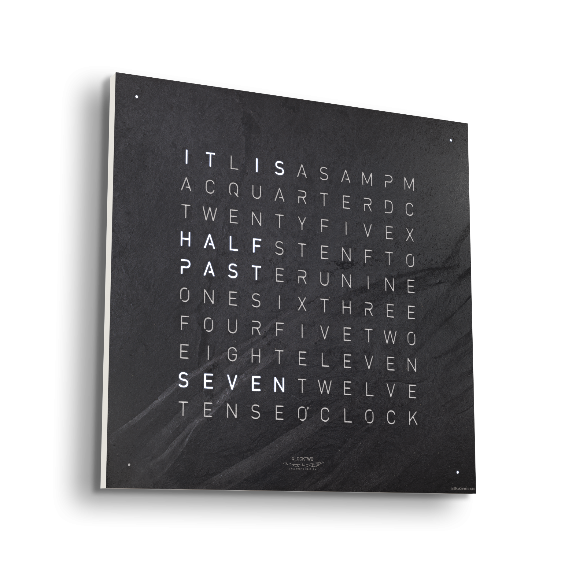 Earth 45 Creator's Edition wandklok / Tijdsobject Engels QLOCKTWO