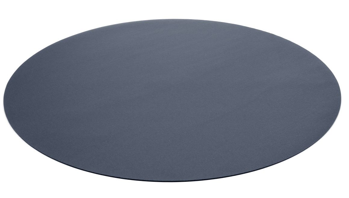 Runder, dunkelgrauer Teppich Bigdot von HEY-SIGN aus Wollfilz, isolierend und schallabsorbierend.