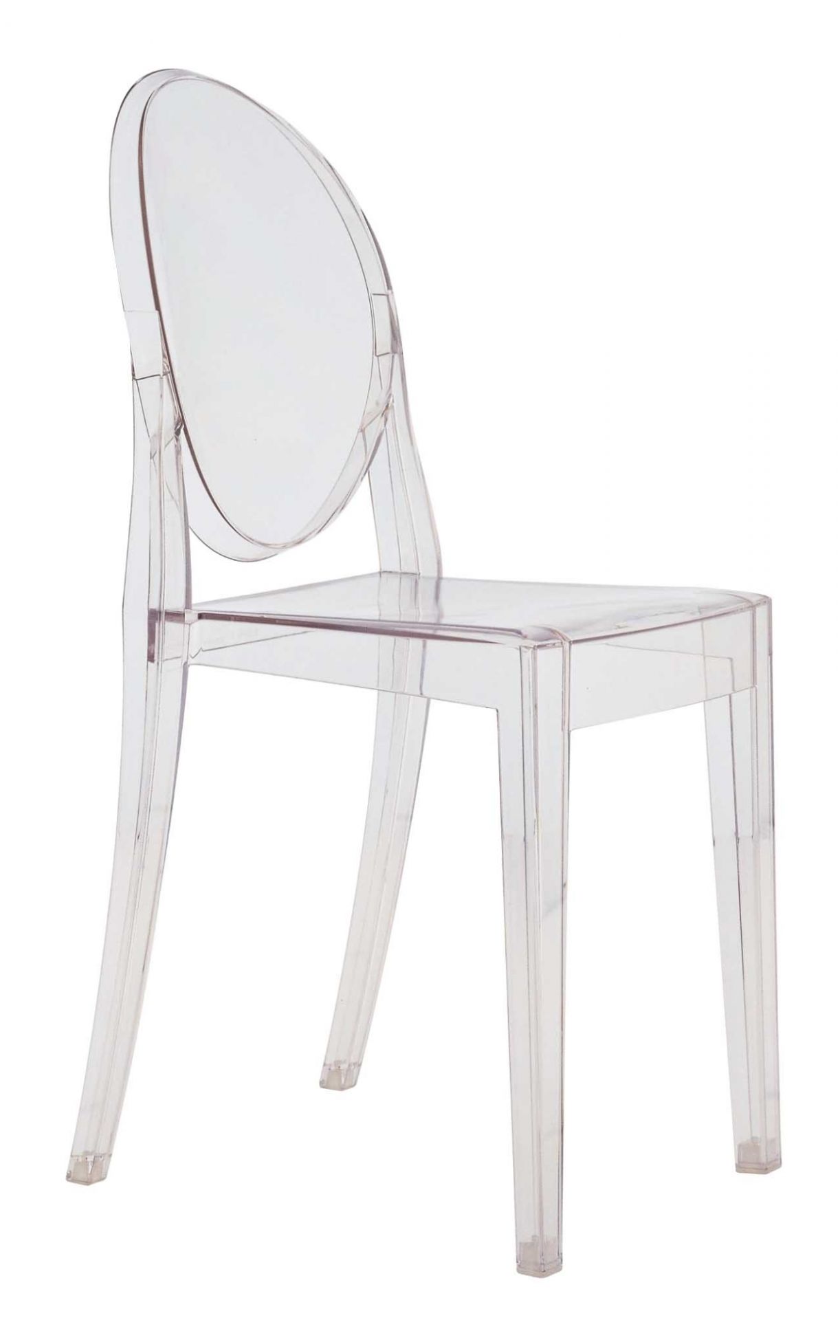 Victoria Ghost Stuhl von Kartell, glasklarer Designstuhl aus transparentem Polycarbonat für Esszimmer und Wohnbereich.