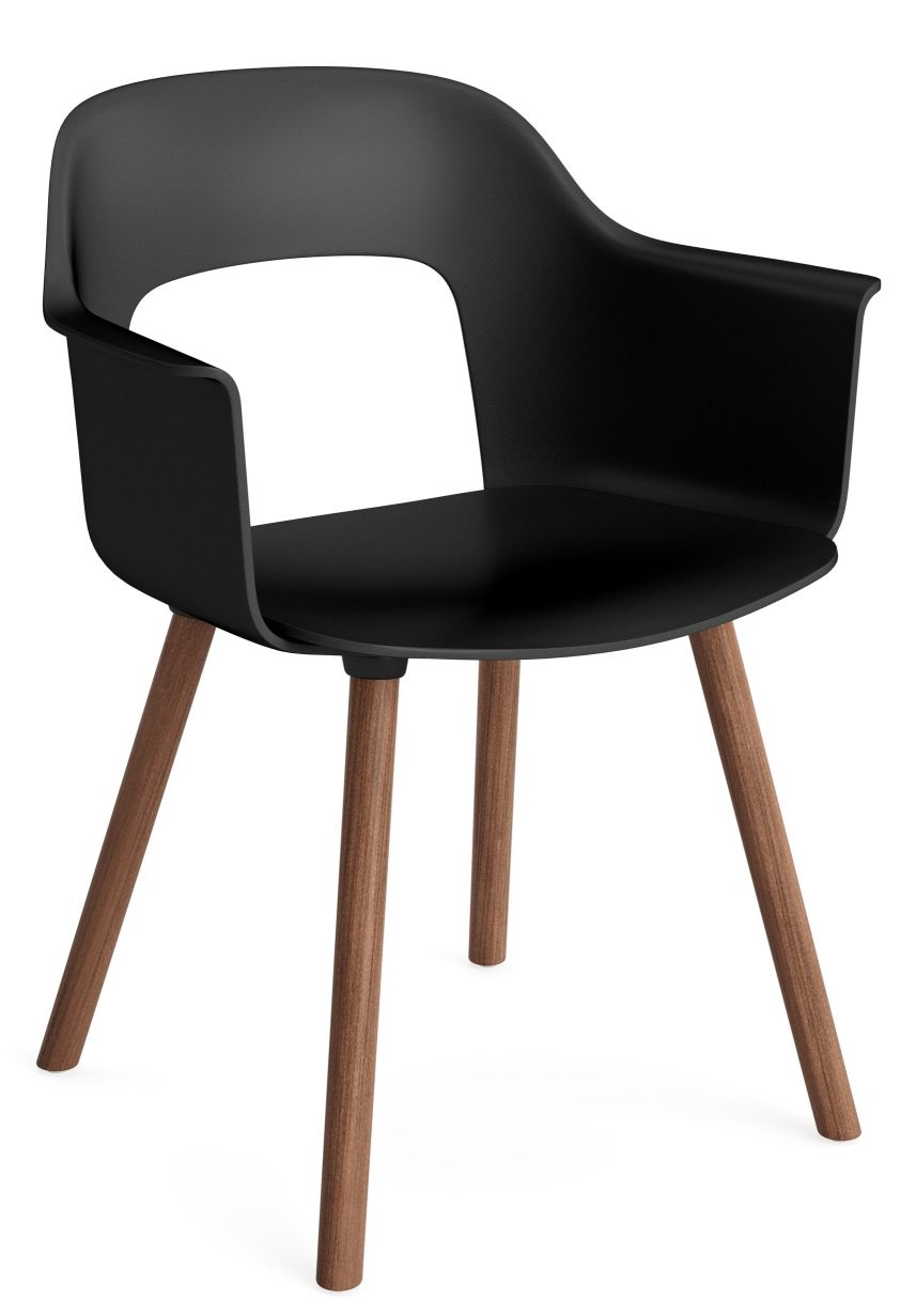 Layout Armchair 221 Armlehnstuhl von Hay in Schwarz mit Holzbeinen, moderner Design Stuhl für Esszimmer und Büro.