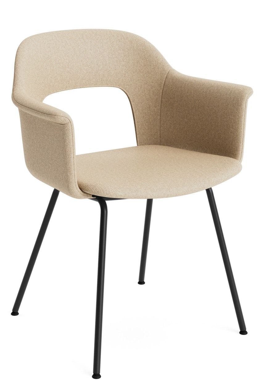 Hay Layout Armchair 214: Armlehnstuhl in Beige mit schwarzem Metallgestell, moderner skandinavischer Design Stuhl.
