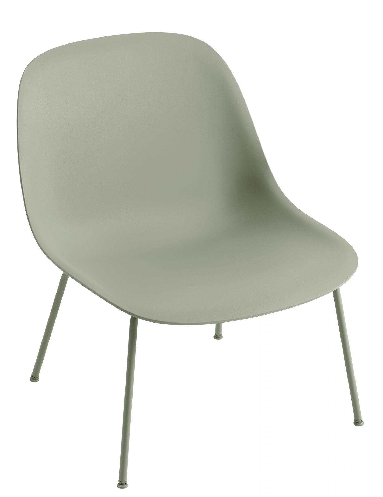 Muuto Fiber Lounge Chair mit Rohrgestell in Grün, moderner skandinavischer Sessel für Wohnzimmer.