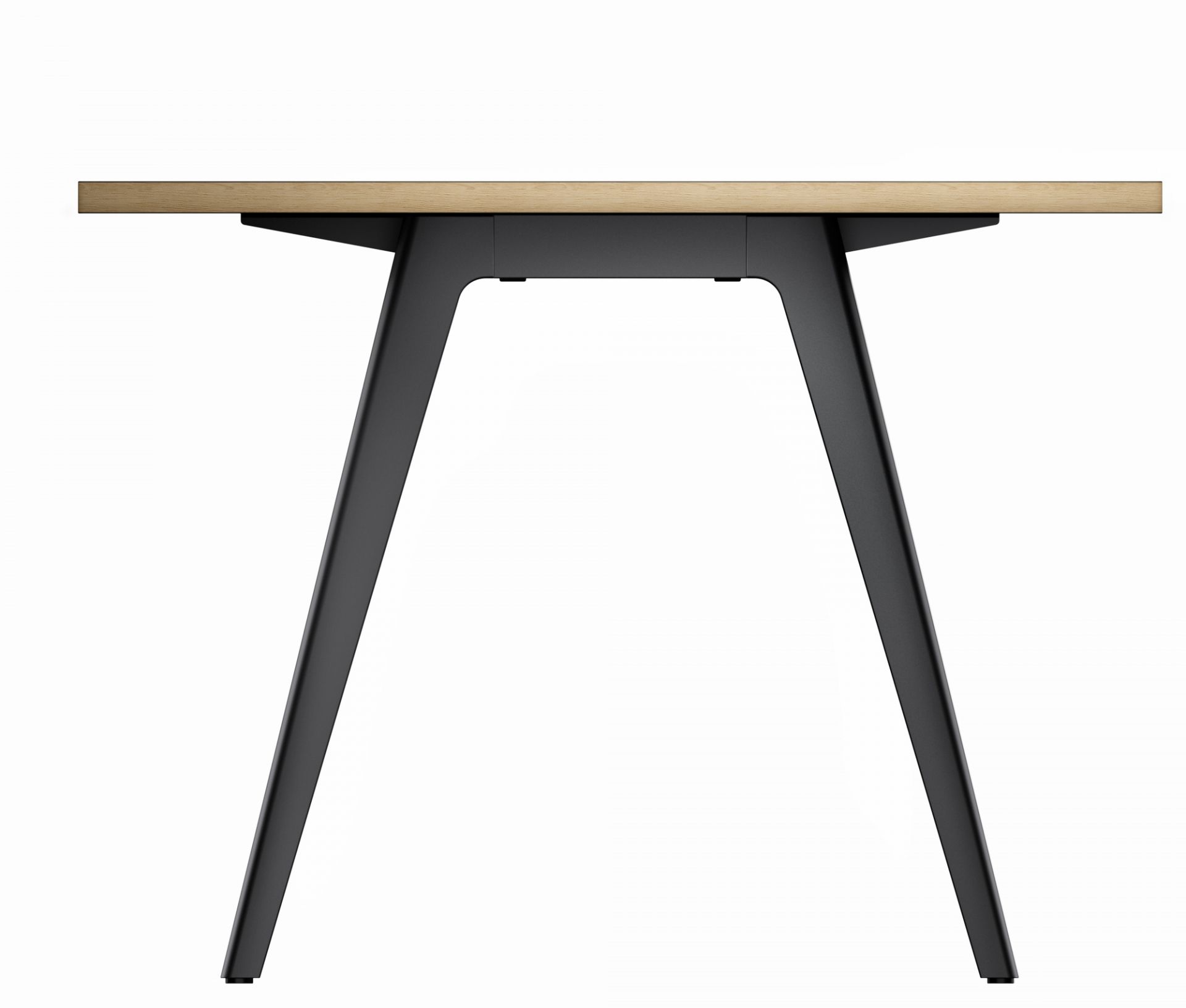 Moderner 1500 Tisch mit heller Holzplatte und schwarzem Metallgestell. Design Esstisch.