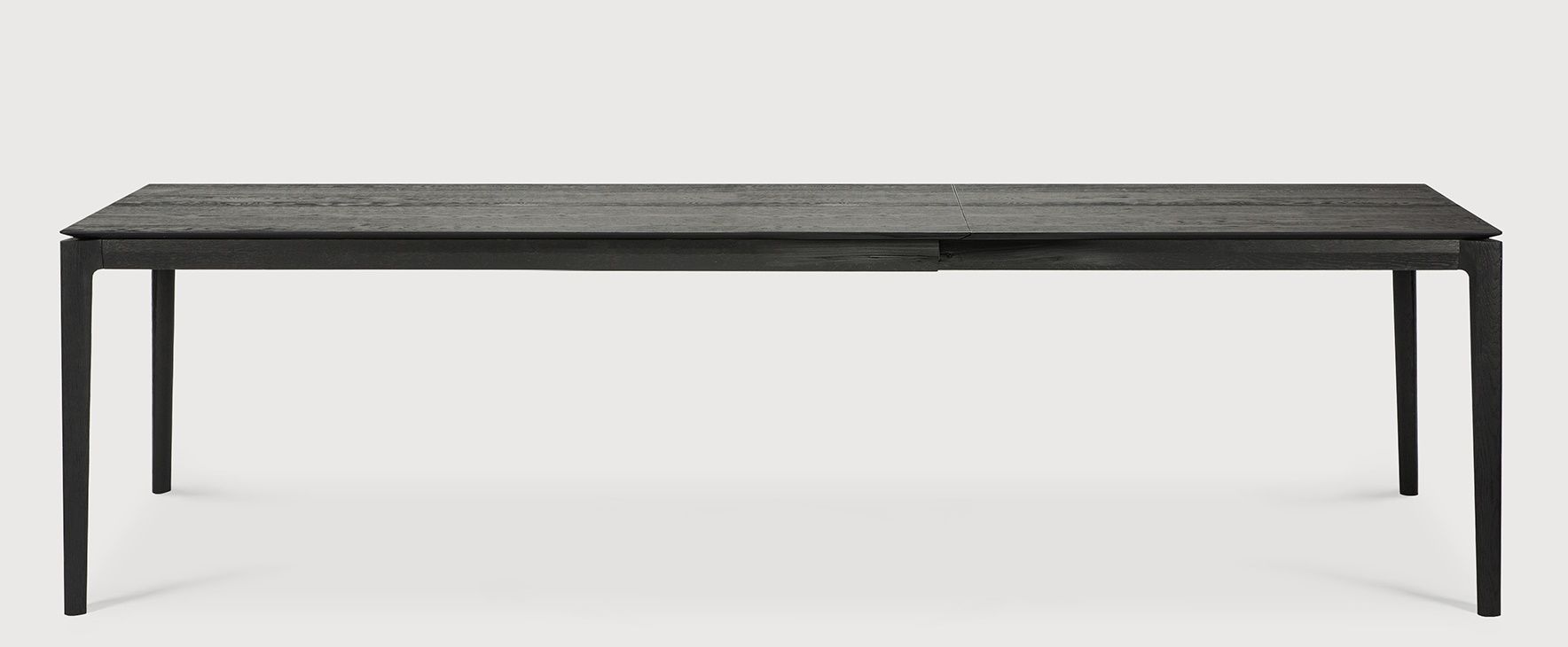 Bok Esstisch ausziehbar, rechteckig, schwarzes Eichenholz, modernes Design für Esszimmer und Küche.