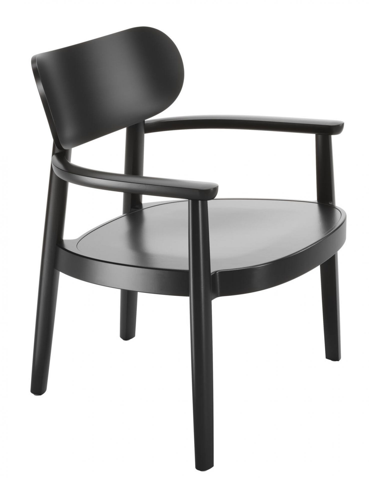 Schwarzer Holzsessel mit Armlehnen im Thonet-Stil, modernes Design für Wohnzimmer und Esszimmer.