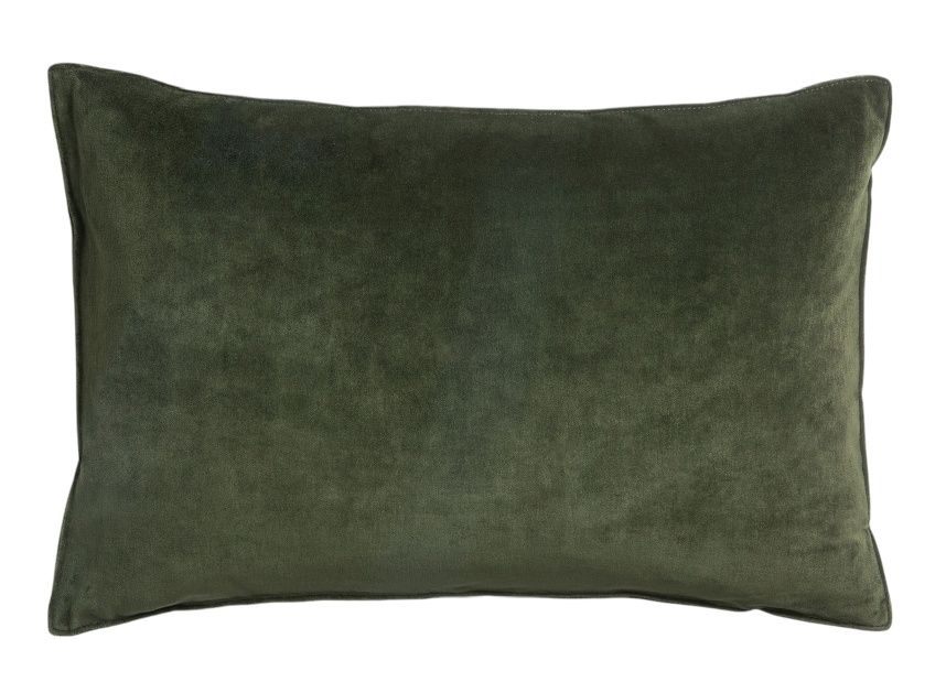 Ethnicraft Velvet Kissen 60x40 cm, rechteckig, olivgrün, aus weichem Samtstoff für Wohnzimmer und Schlafzimmer.