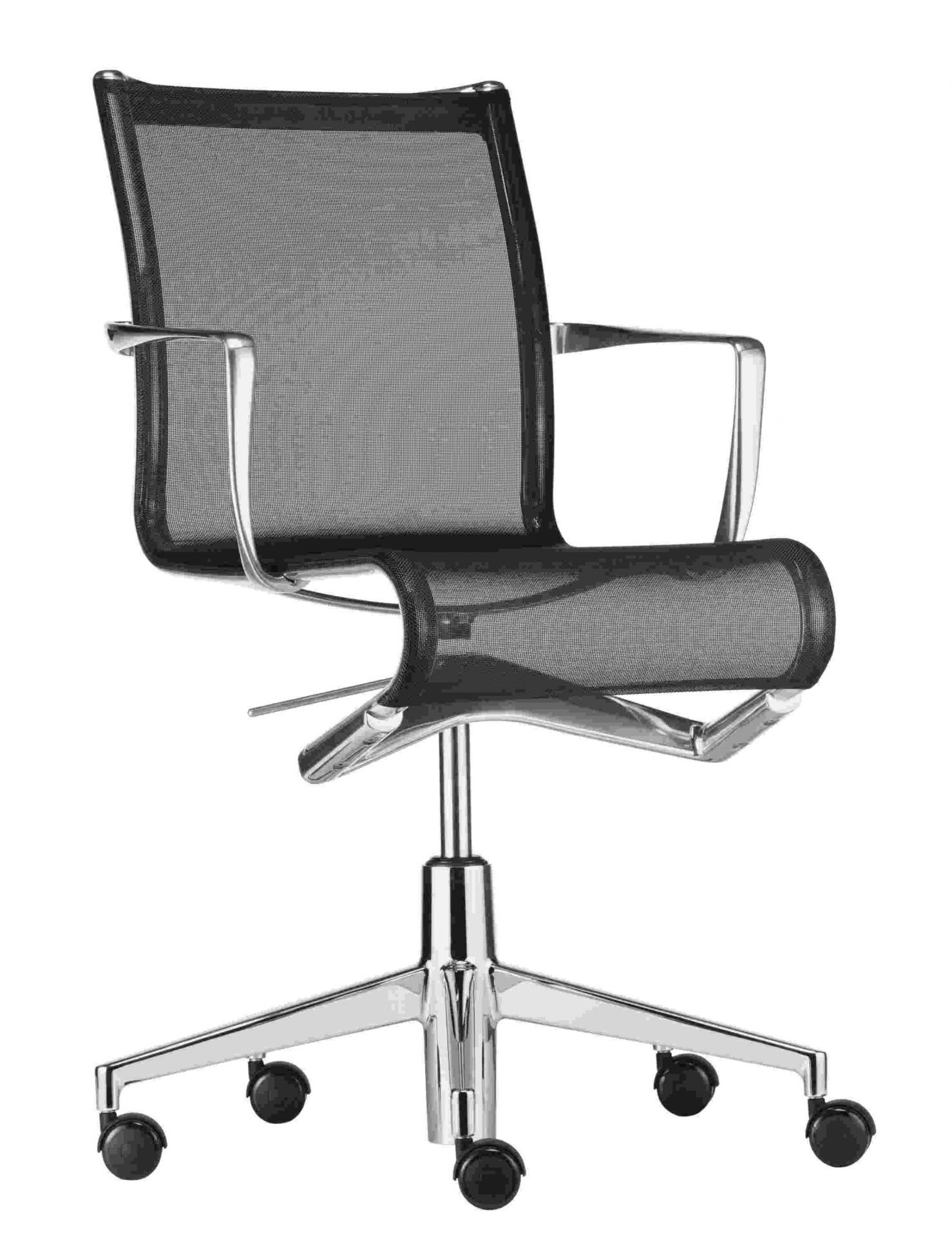Rollingframe Bürodrehstuhl mit Netzrückenlehne und Chromgestell, ergonomischer Bürostuhl für komfortables Sitzen im Büro.
