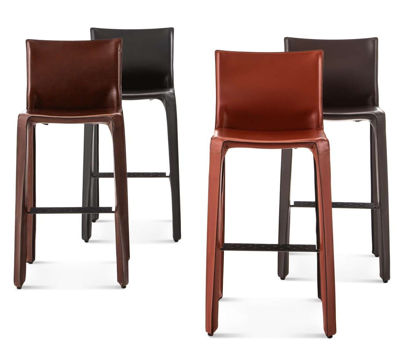 Cassina Cab Barhocker in verschiedenen Lederfarben: Moderner Barstuhl für Küche und Bar.