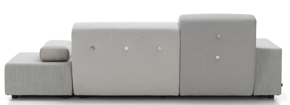 Vitra Polder Sofa in hellgrau, modernes modulares Design mit Knöpfen, bequemes Wohnzimmermöbel.