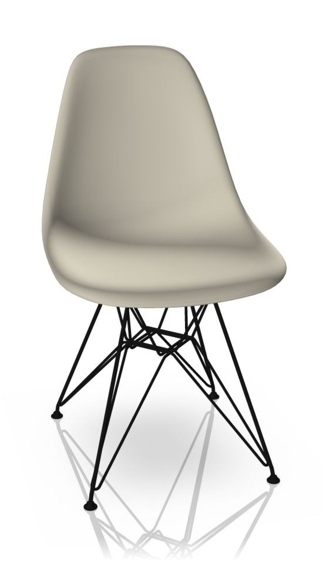 Eames DSR Stuhl in Kieselstein mit schwarzem Eiffelgestell, moderner Designklassiker von Vitra.