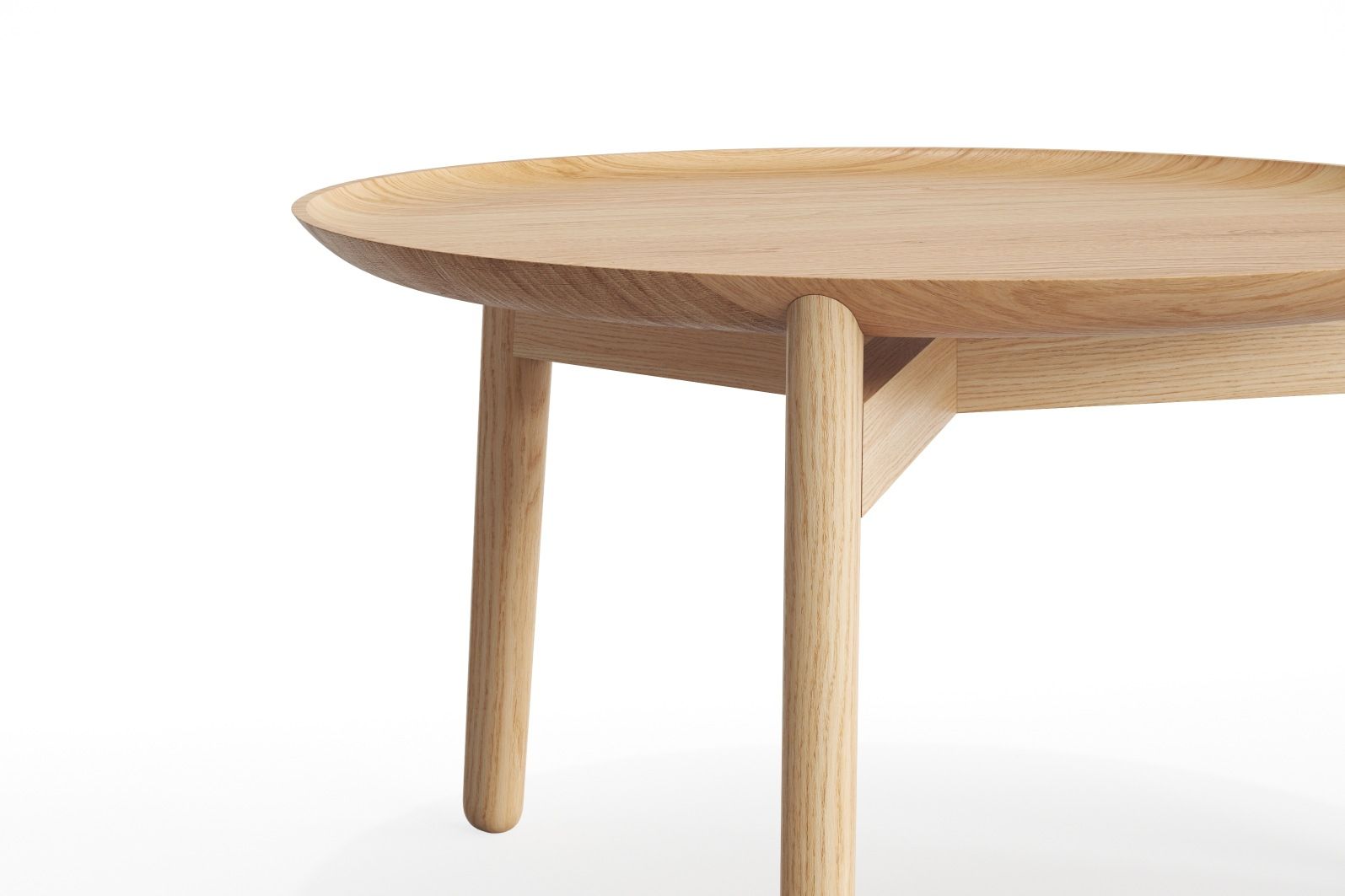 Plaisir Beistelltisch aus hellem Holz von Zeitraum, runder Tisch mit drei Beinen, modernes Design.