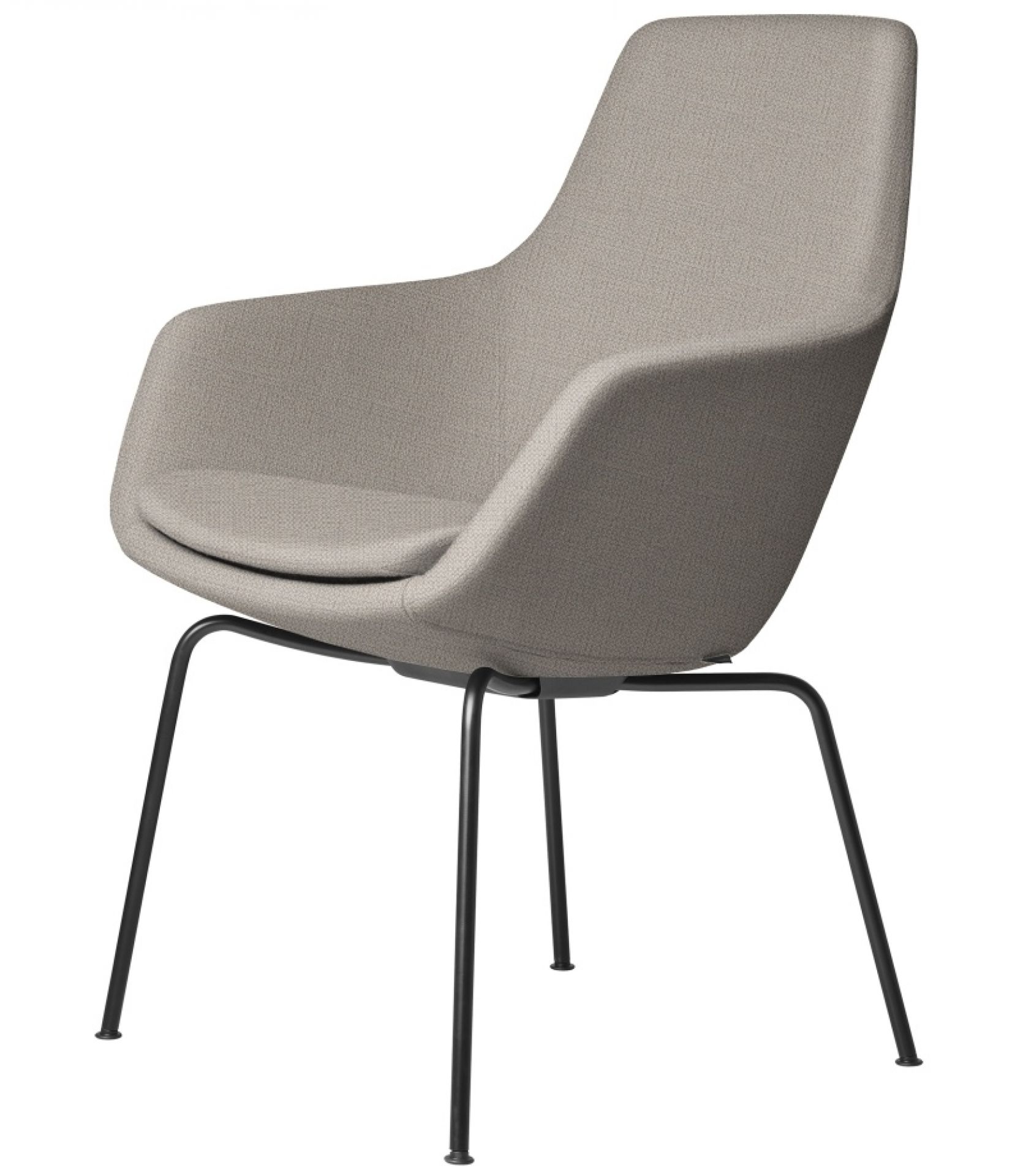 Beiger Little Giraffe Stuhl von Fritz Hansen mit festem Bezug und schwarzem Metallgestell.