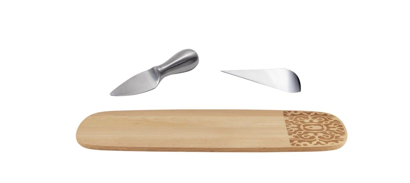MW22SET Kaasset: serveerplank + 2 kaasmesjes van Alessi