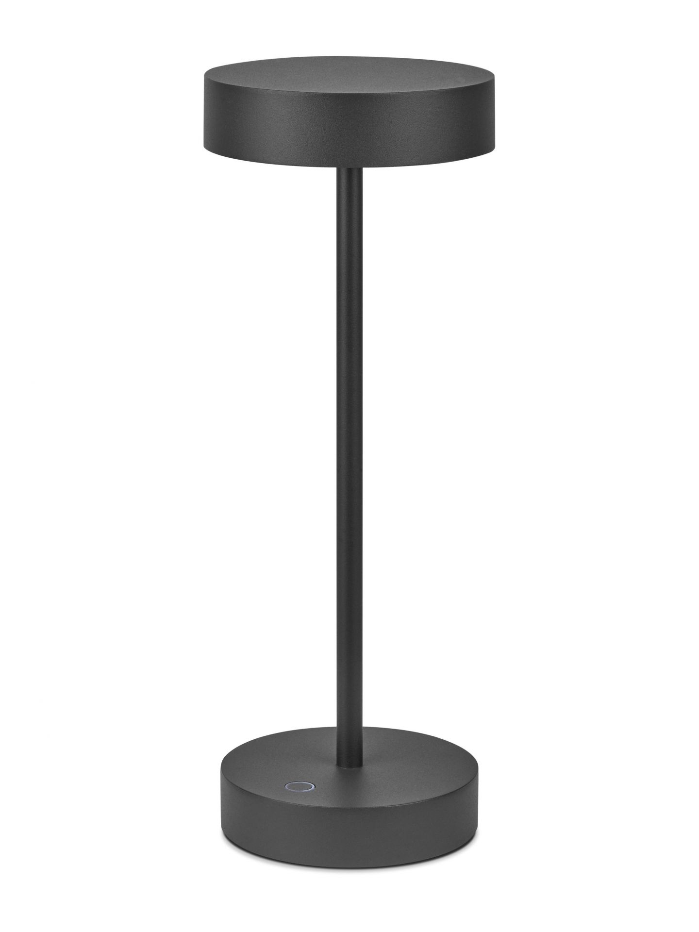 Anthrazitfarbene Arnold S Tischleuchte von Moree für den Außenbereich. Moderne Akku-Tischlampe.