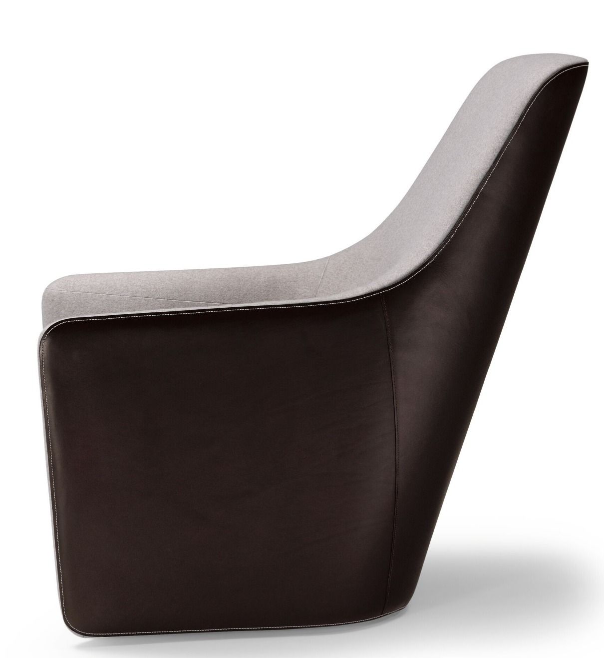 Walter Knoll Sessel 520 Foster, braunes Leder und grauer Stoff, modernes Design für Wohnzimmer.