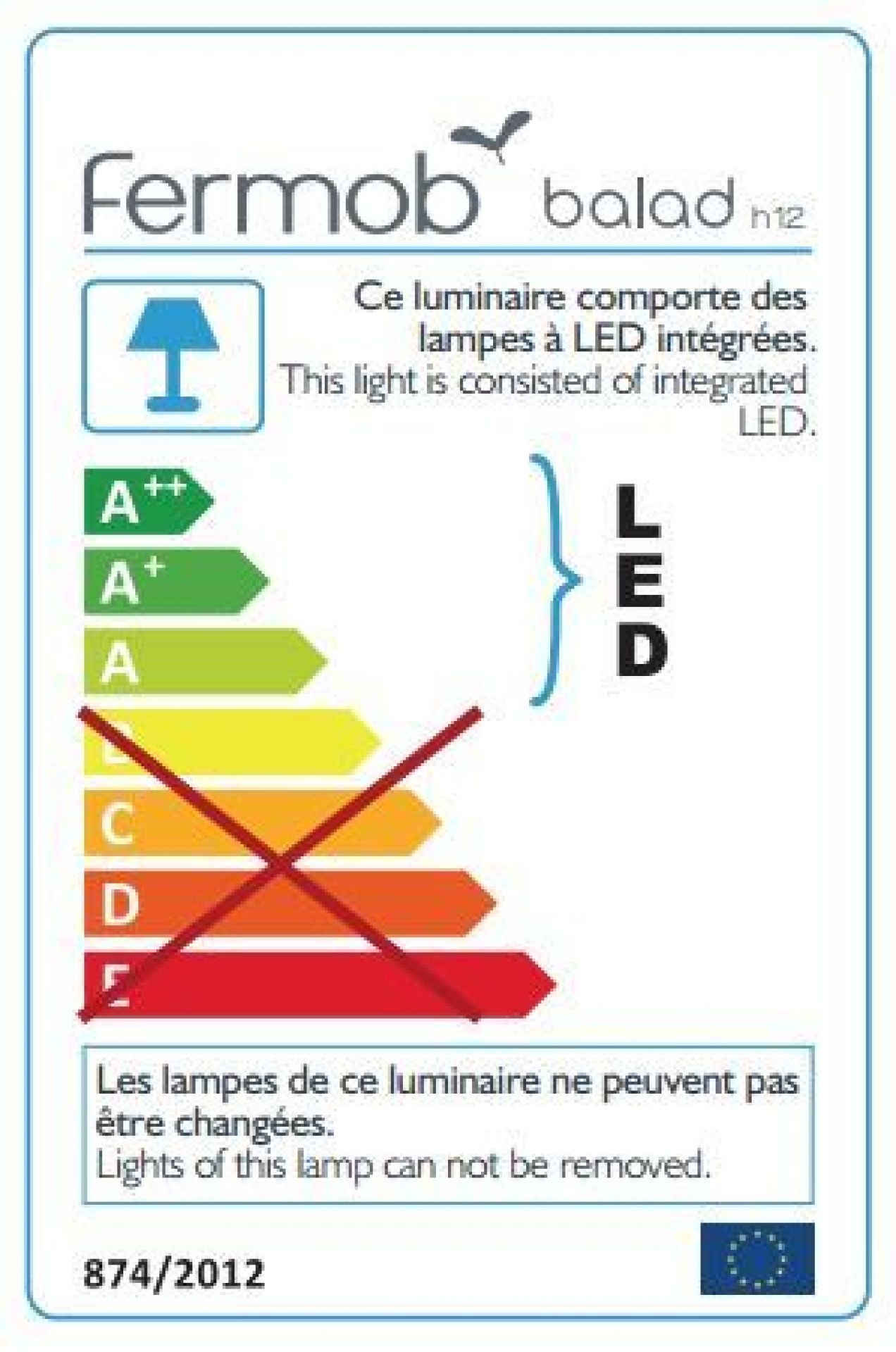 Balad Tischleuchte von Fermob, H 38 cm, mit Bambusfuß und warmem LED-Licht.