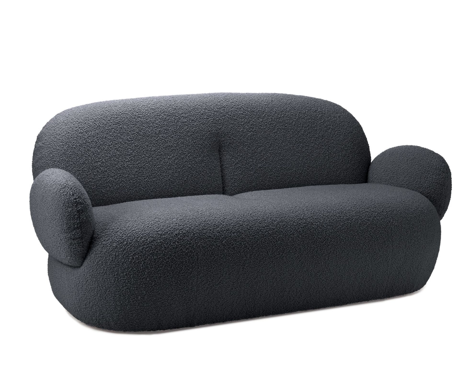 Nana Couch von Freifrau Manufaktur, modernes Sofa mit Bouclé-Bezug in Anthrazit, Wohnzimmer Möbel.