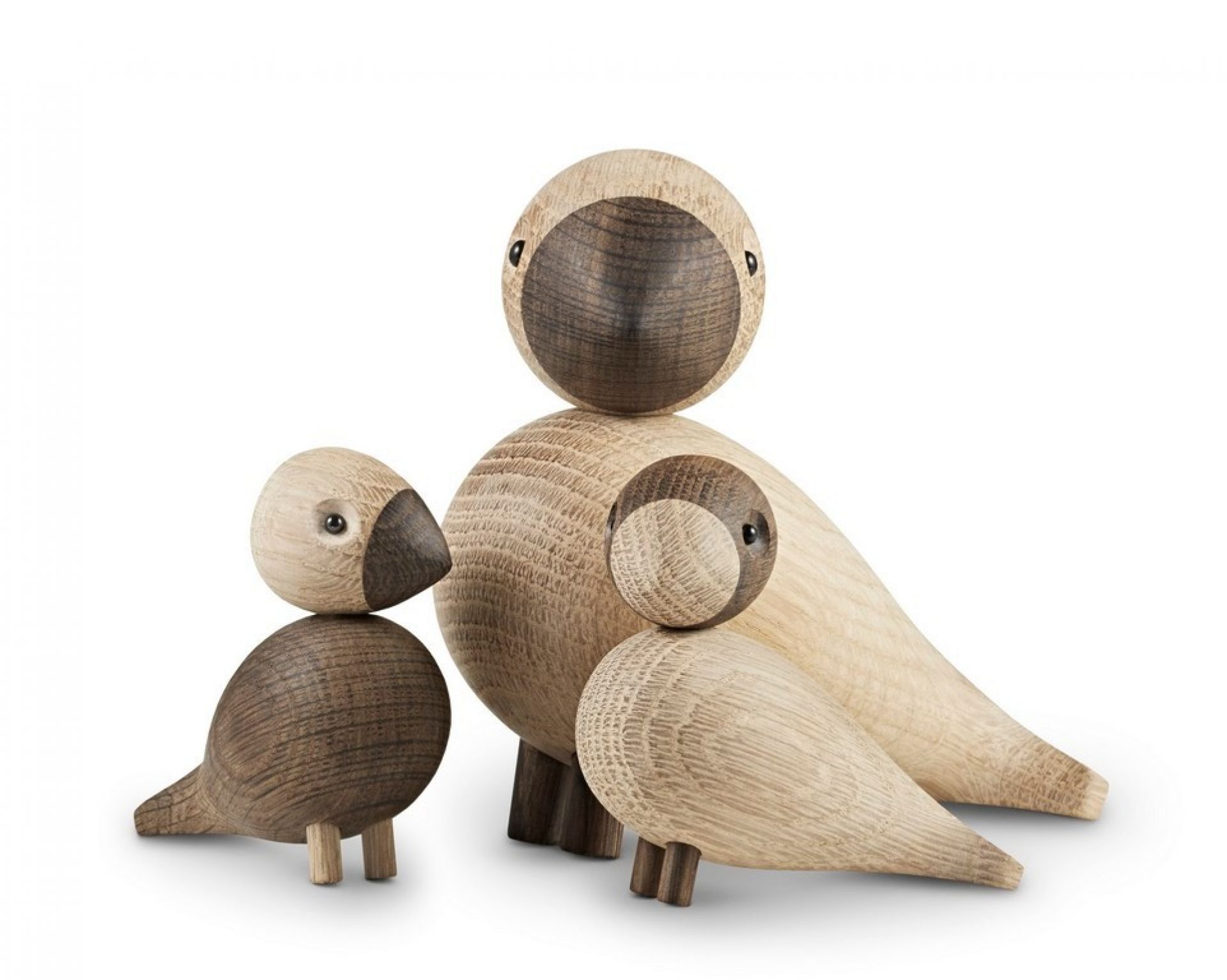 Kay Bojesen Alfred Vogel Holzfigur: Drei dekorative Holzfiguren Vögel in verschiedenen Brauntönen.