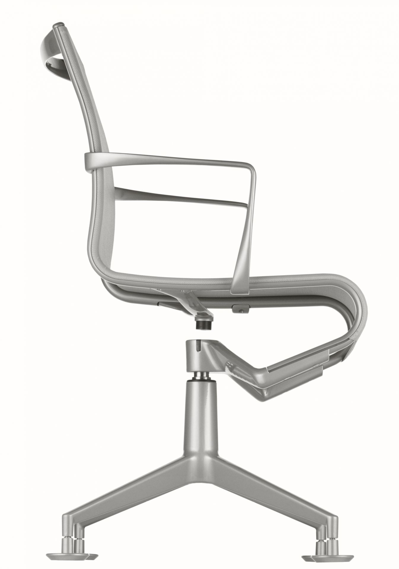Meetingframe Drehstuhl Alias 436/437, seitliche Ansicht, ergonomischer Bürostuhl mit Armlehnen und silbernem Fußkreuz.