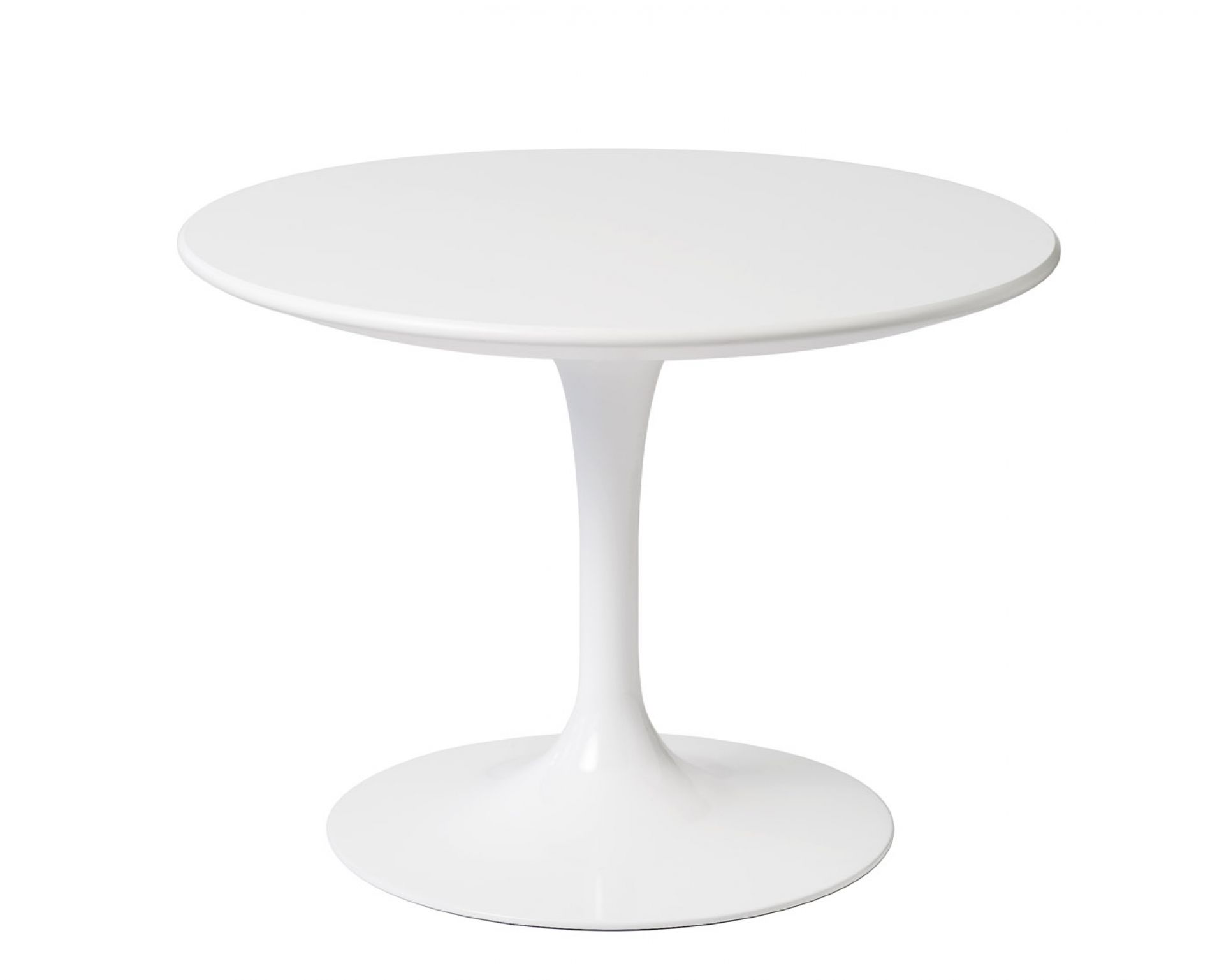 Weißer Saarinen Beistelltisch von Knoll International, runder Tisch mit Tulpenfuß für modernes Wohnen.