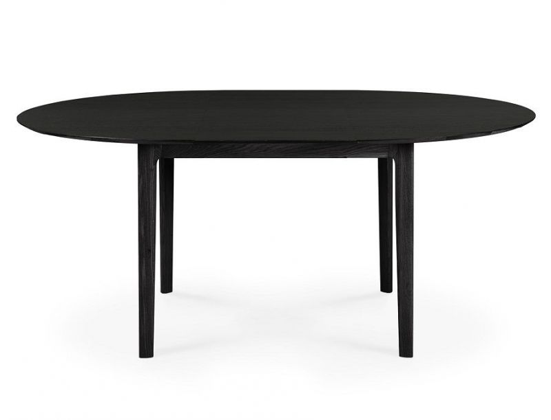Bok Esstisch: Runder, ausziehbarer Tisch aus schwarzem Eichenholz von Ethnicraft. Moderner Holztisch für Esszimmer.