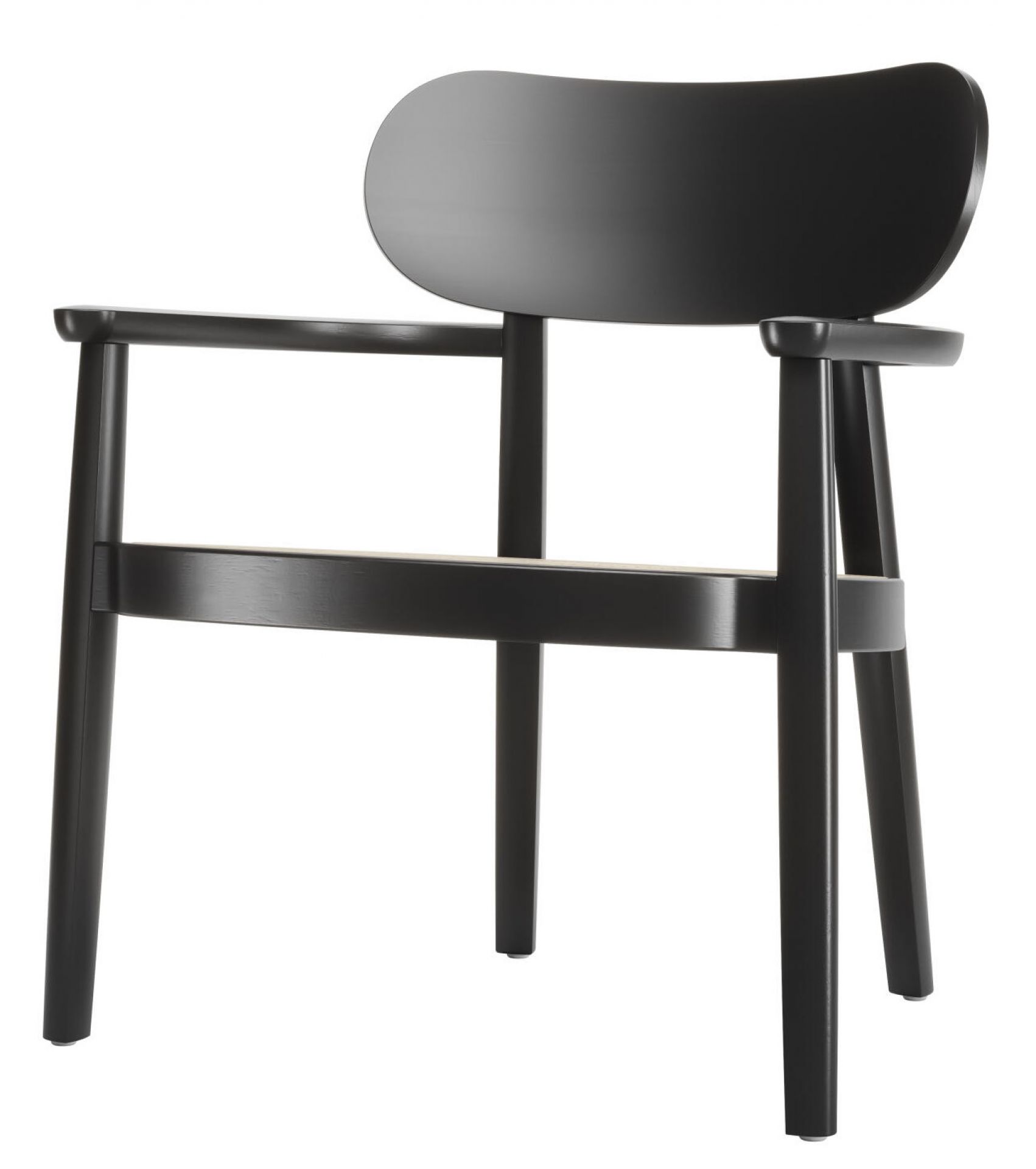 Schwarzer Holzsessel mit Armlehnen, Modell 119 MF von Thonet, klassisches Design für Wohnzimmer und Büro.