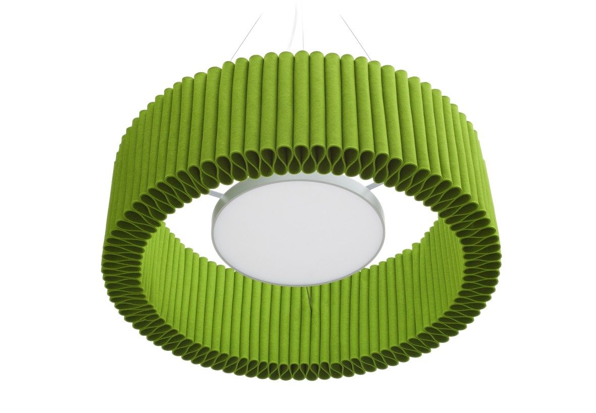 Grüne Welle Deckenleuchte von HEY-SIGN, modernes Designobjekt aus Filz mit integrierter LED-Beleuchtung.