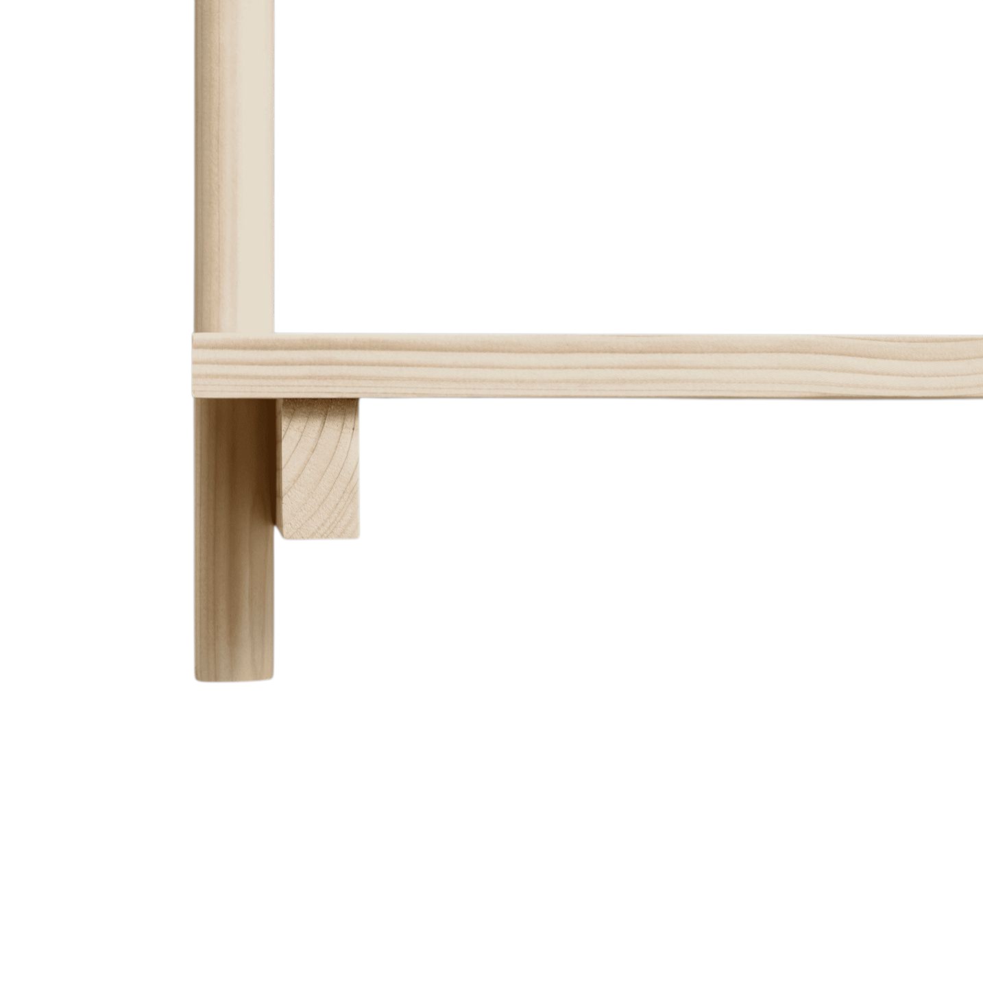 Detailaufnahme vom Beam Wandregal mit drei Fächern von Form & Refine, helle Holzstruktur.