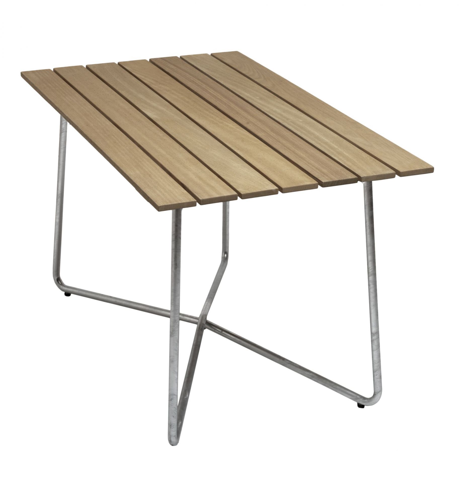 Gartentisch B25A von Grythyttan Stålmöbler mit Eichenholzplatte und Stahlgestell, ideal für den Außenbereich.