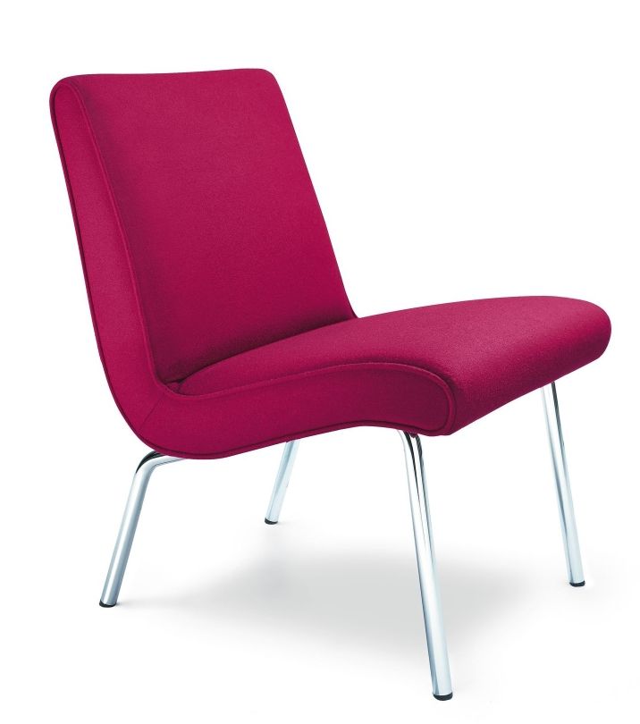 Walter Knoll Vostra Sessel 607 in Pink mit Chromgestell, moderner Loungesessel für Wohnzimmer und Büro.