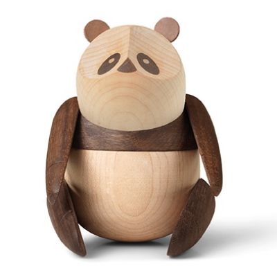 Panda Holzfigur von Architectmade, handgefertigte Holzdeko, Einzelstück für Kinderzimmer und Sammler.