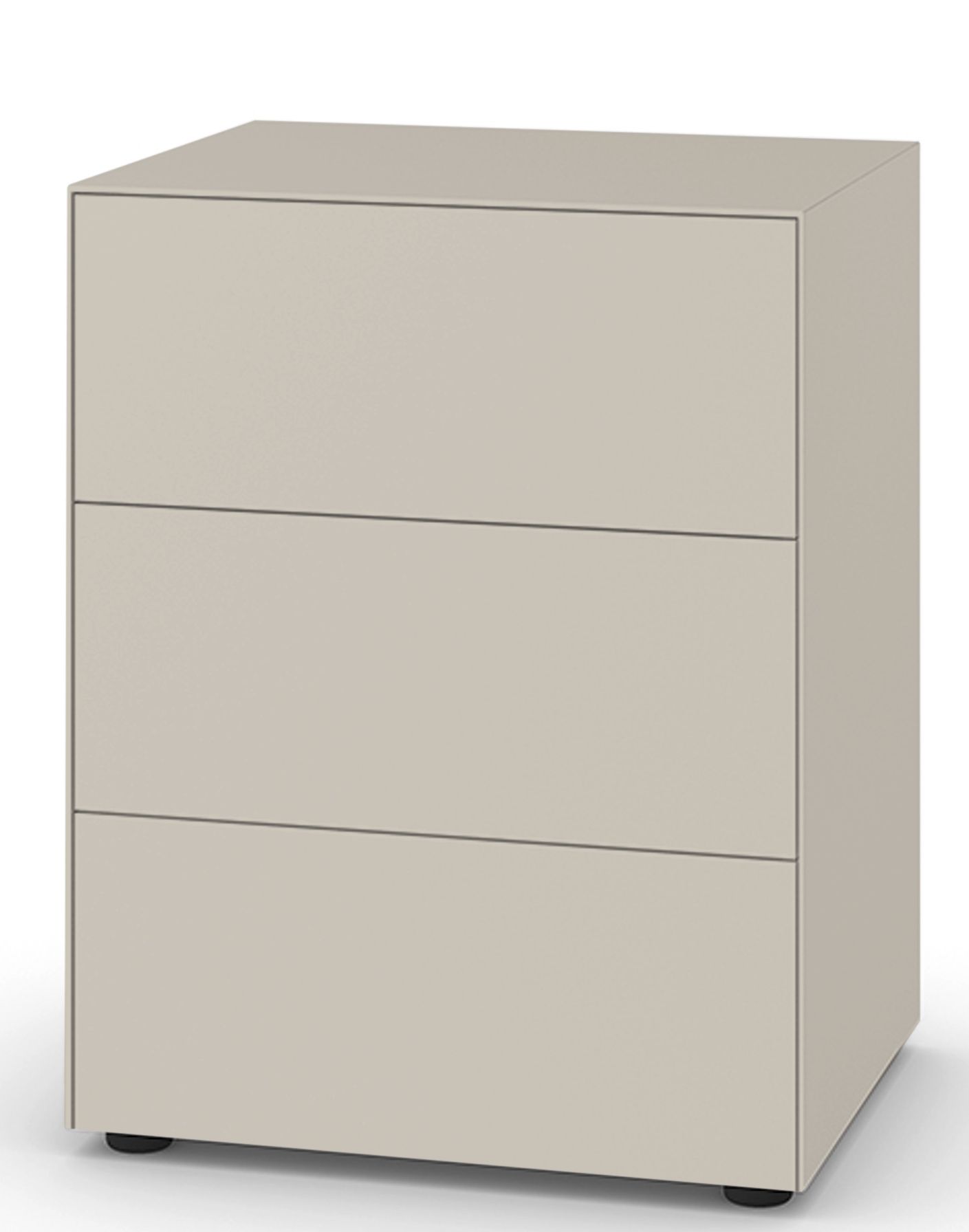 Piure Nex Pur Box Board mit drei Schubladen in Beige, modernes Schlafzimmer Möbel.