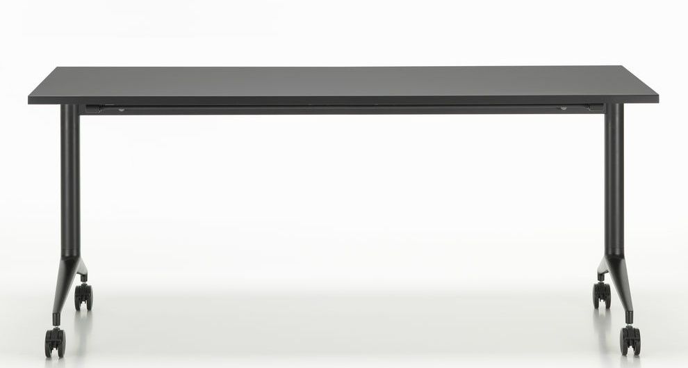 Schwarzer MedaMorph Klapptisch von Vitra mit Rollen, ideal als flexibler Arbeitstisch für Büro.