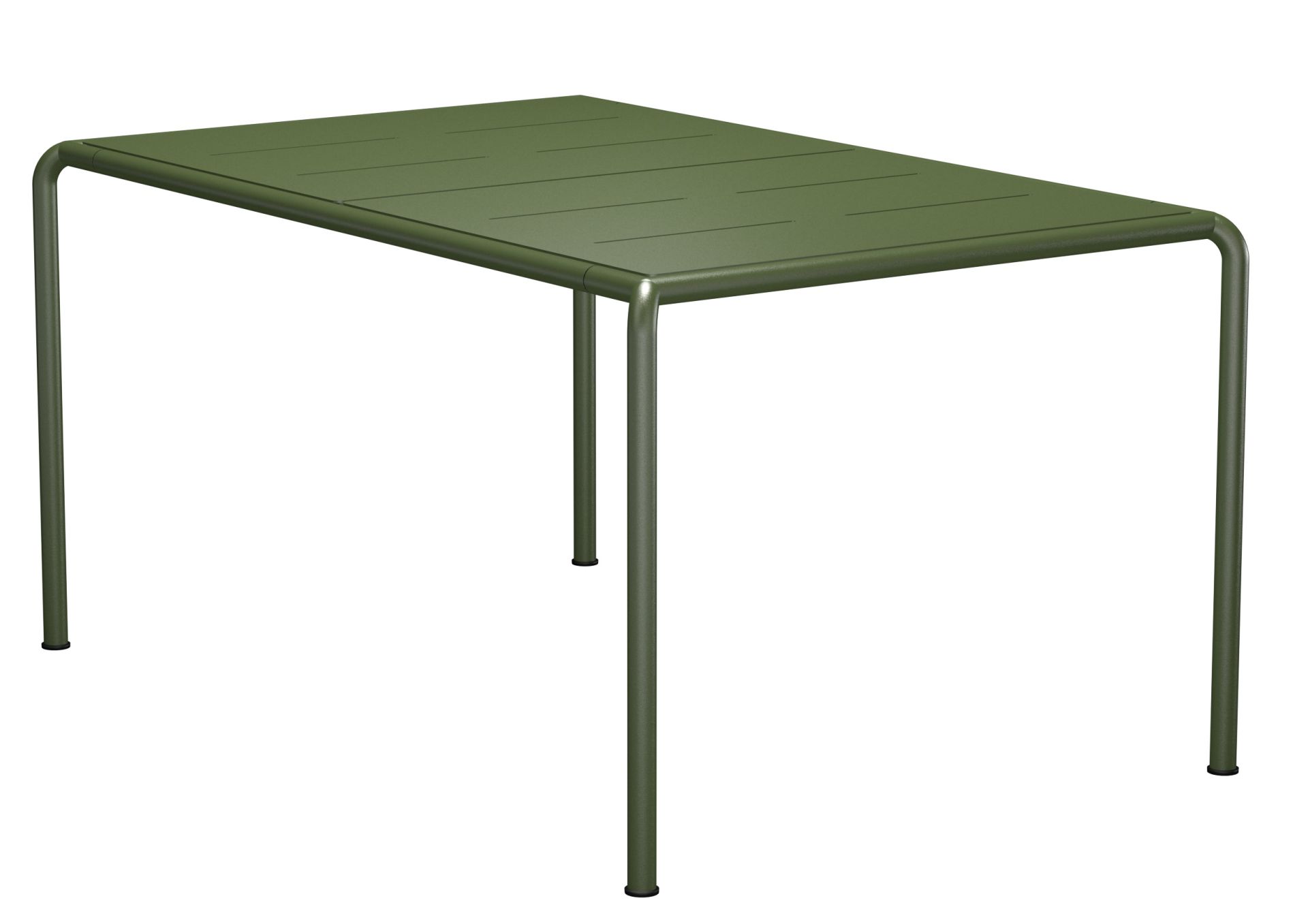 Avanti Esstisch von Houe für den Außenbereich, grüner Metalltisch mit minimalistischem Design.