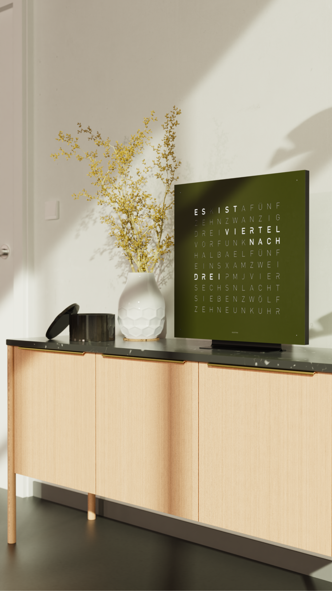 Earth 45 Steel Series Wandklok / Tijdsobject Duits QLOCKTWO