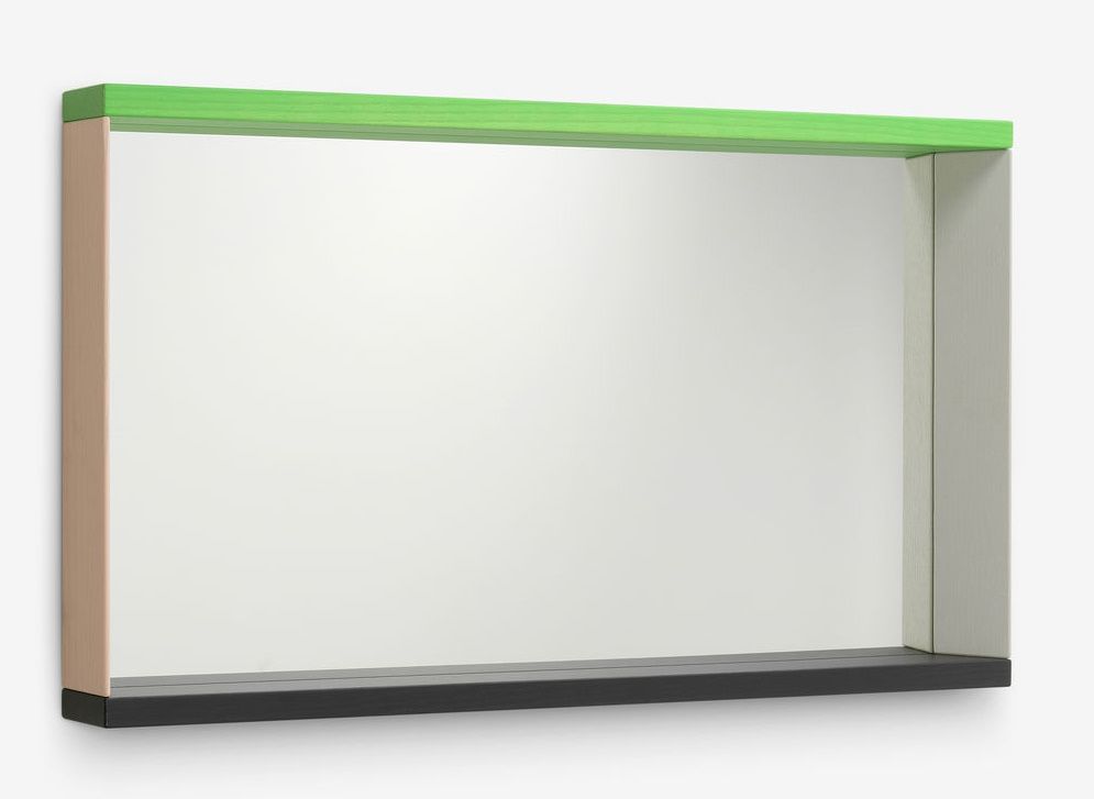 Vitra Colour Frame Spiegel mit farbigem Rahmen in Grün, Beige, Weiß und Schwarz.