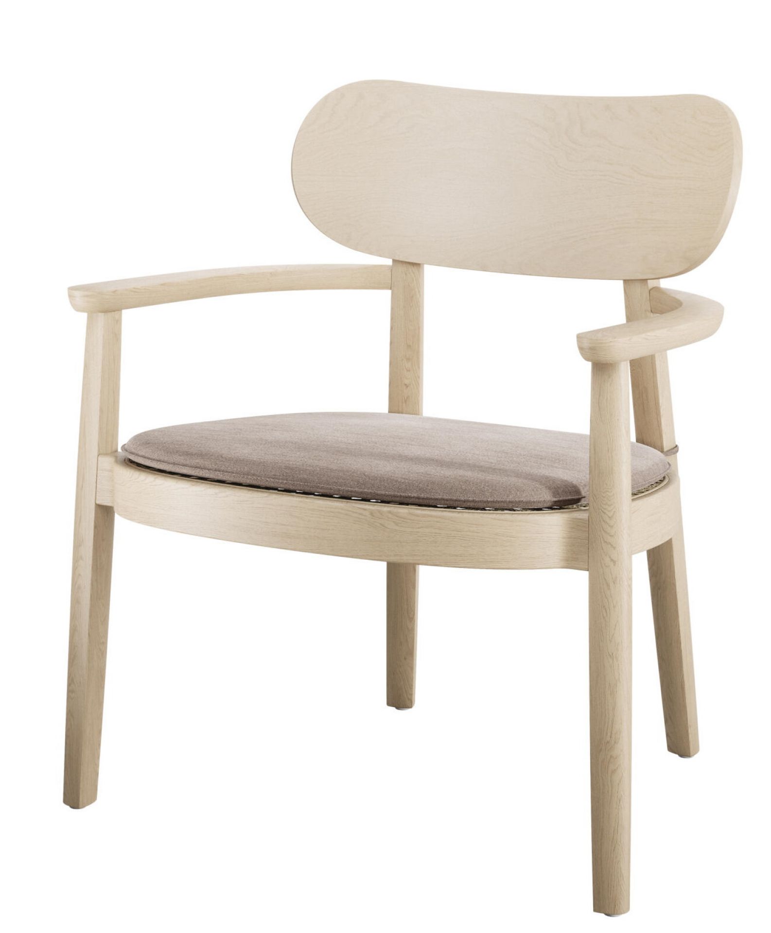 Polsterauflage 119 PA für Thonet Holzsessel: Beige Sitzauflage auf hellem Holzstuhl, ideal für Esszimmer und Wohnbereich.