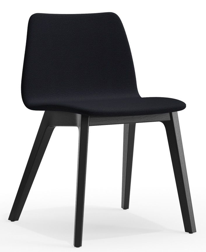 Morph Plus Stuhl, vollgepolstert in Schwarz mit Holzgestell, moderner Designerstuhl für Esszimmer und Büro.