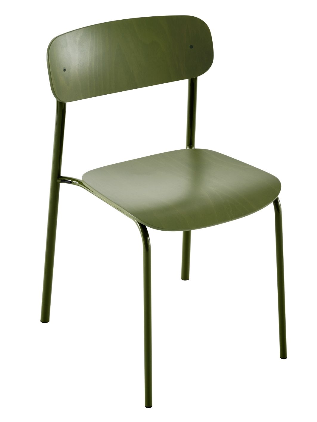 S 243 Thonet Stuhl aus Stahlrohr in Olivgrün, ein zeitloser Designklassiker für stilvolles Wohnen.