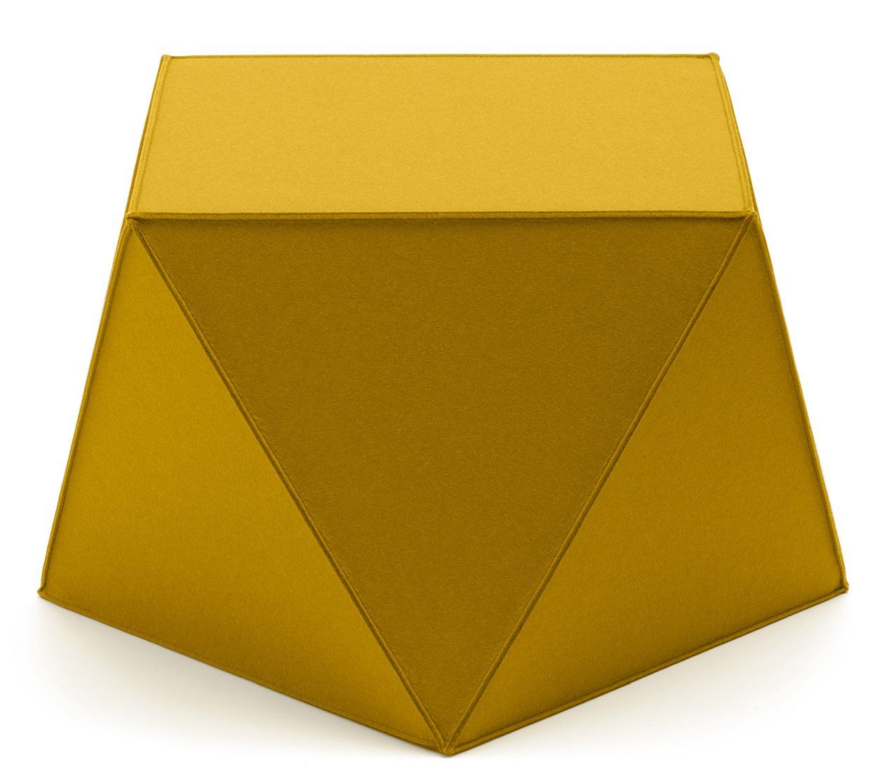 Goldener Diamond Hocker von HEY-SIGN by BWF Group, moderner Filzhocker in geometrischer Form.