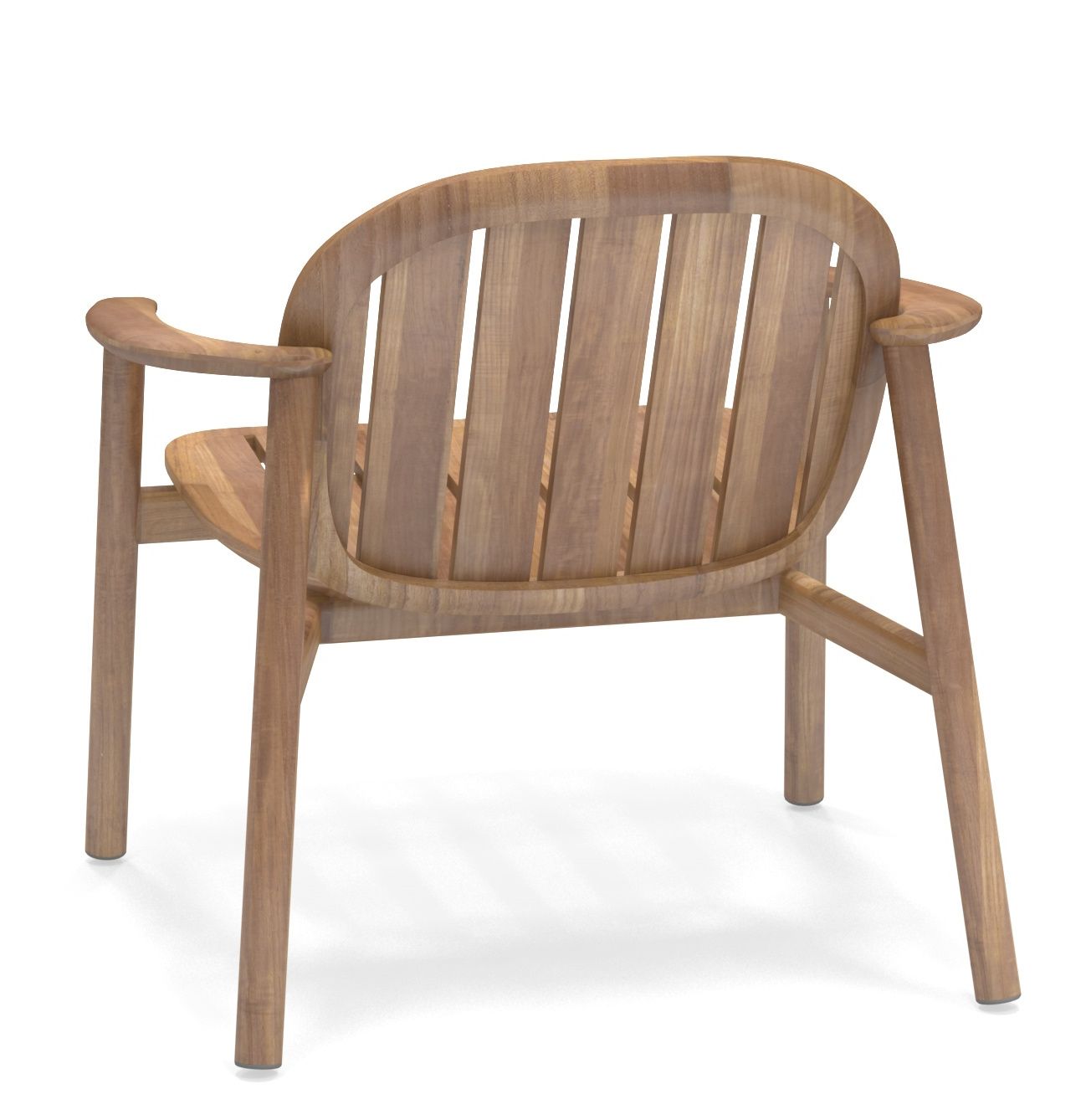 Rückansicht des Twins Lounge Chair Armlehnenstuhls von Emu, Gartenstuhl aus Holz für den Außenbereich.