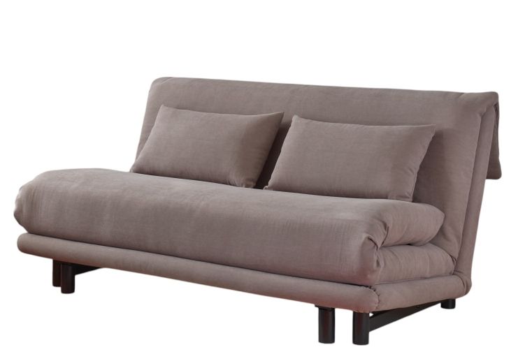Beige Multy First Schlafsofa von ligne roset mit zwei Keilkissen, 3-Sitzer, für Wohnzimmer.