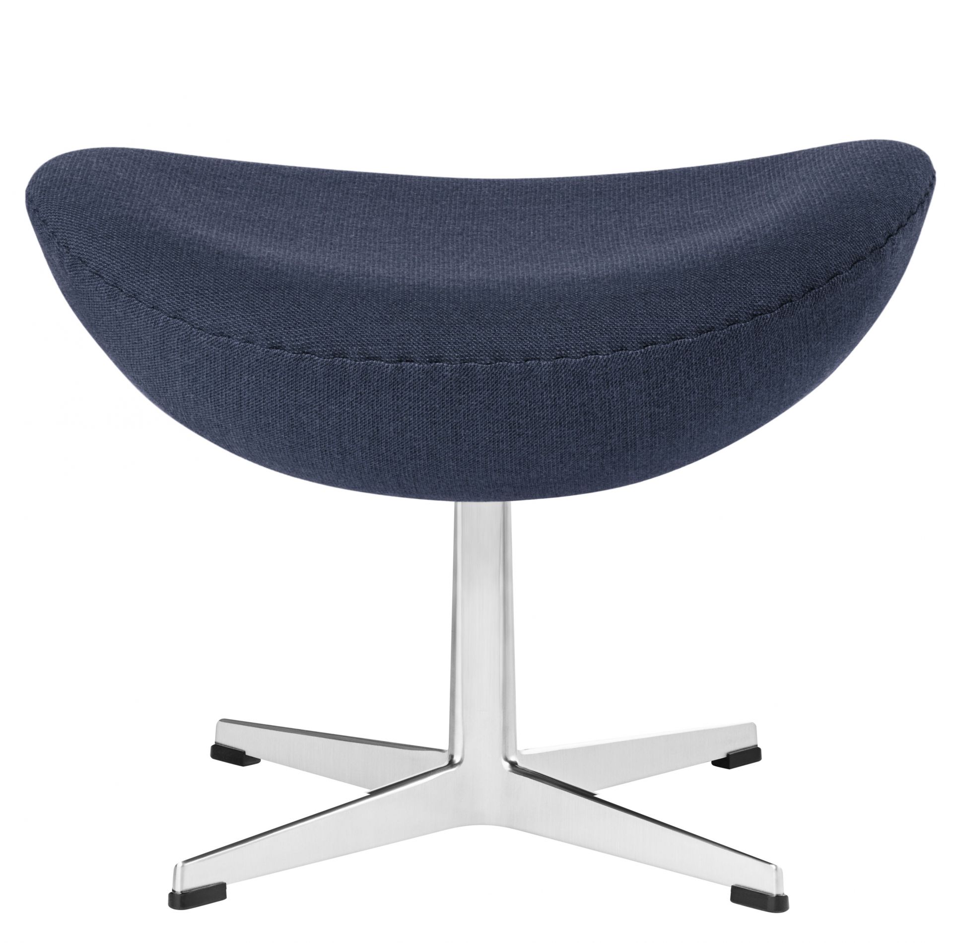 Blauer "Das Ei" / Egg Chair Hocker von Fritz Hansen mit silbernem Fuß.