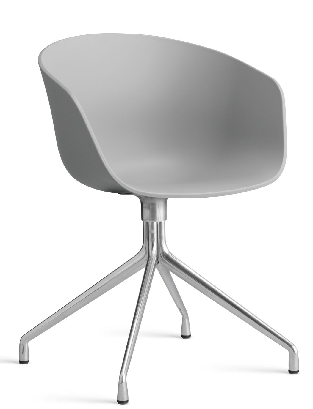 Grauer About A Chair AAC 20 Stuhl von Hay mit Drehgestell aus poliertem Aluminium.