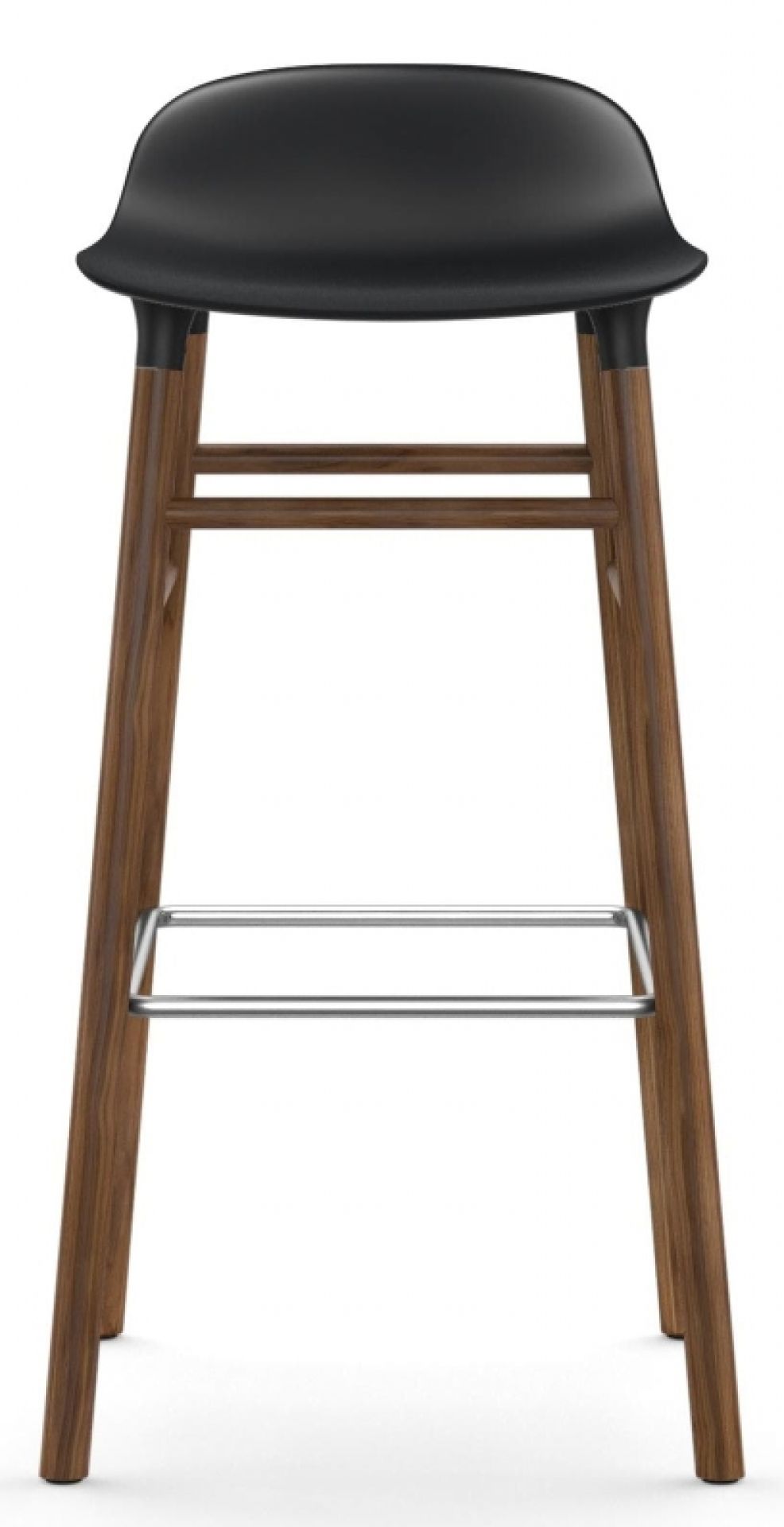 Normann Copenhagen Form Barhocker mit schwarzer Sitzfläche und Holzbeinen, Hocker für die moderne Küche.
