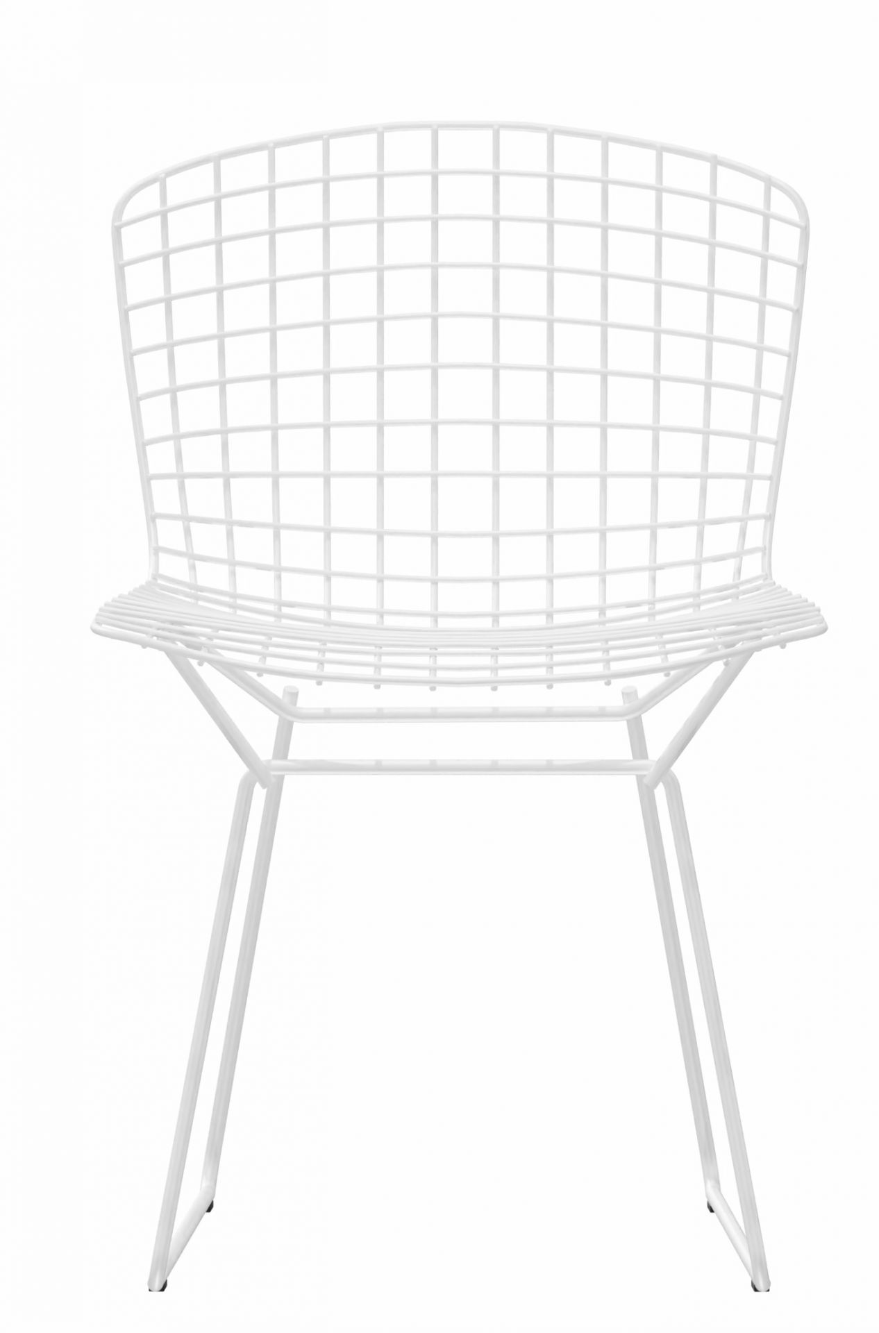 Weißer Bertoia Stuhl für den Außenbereich von Knoll International. Design Gartenstuhl aus Draht.