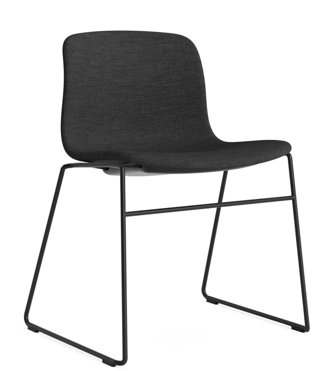 Schwarzer About A Chair AAC09 Stuhl von Hay mit Vollpolster und schwarzem Metallgestell. Moderner Designstuhl.