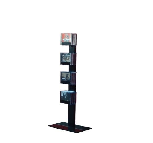 Schwarzes CD-Regal im Baumdesign, ein Einzel Standregal zur Aufbewahrung von CDs.